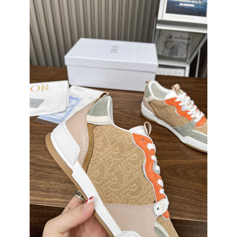 one sneakers beige multicolor calfskin and suede calfskin with D*or oblique motif