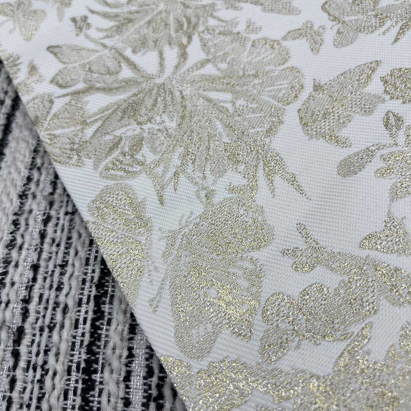 D*or mid-length flared skirt white technical jacquard with gold-tone allover butterfly motif