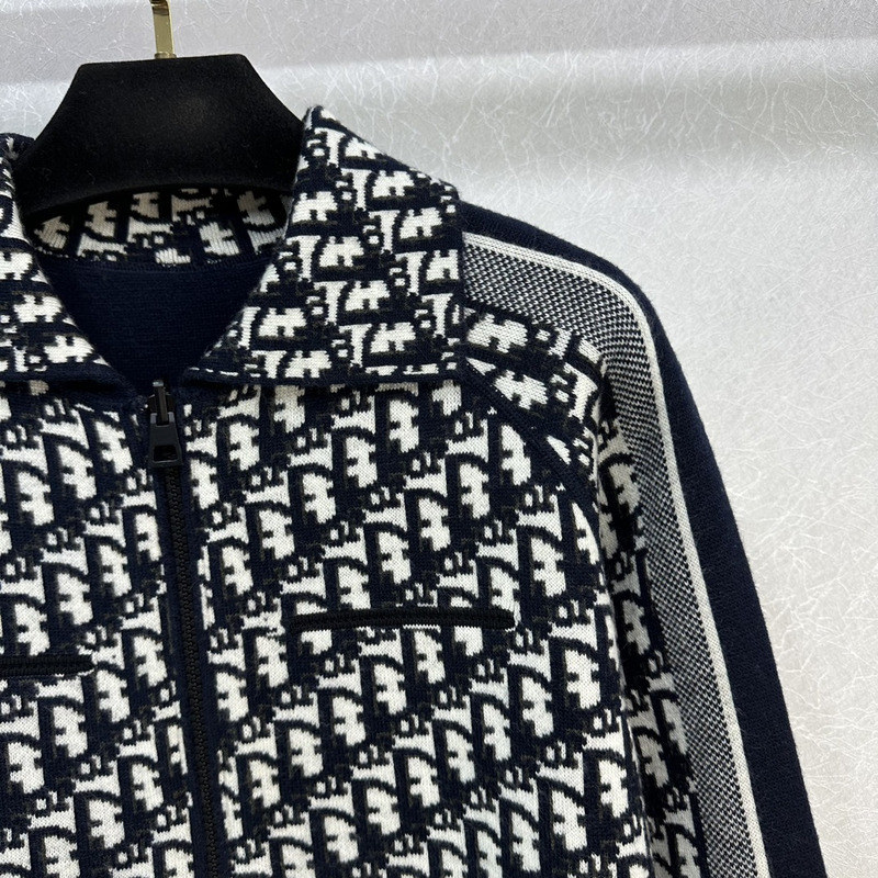 D*or wool and cashmere zipped jacket black