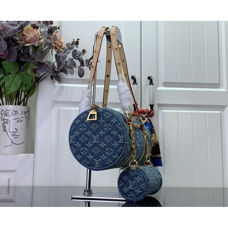 l**is V*t*n papillon handbag monogram denim blue