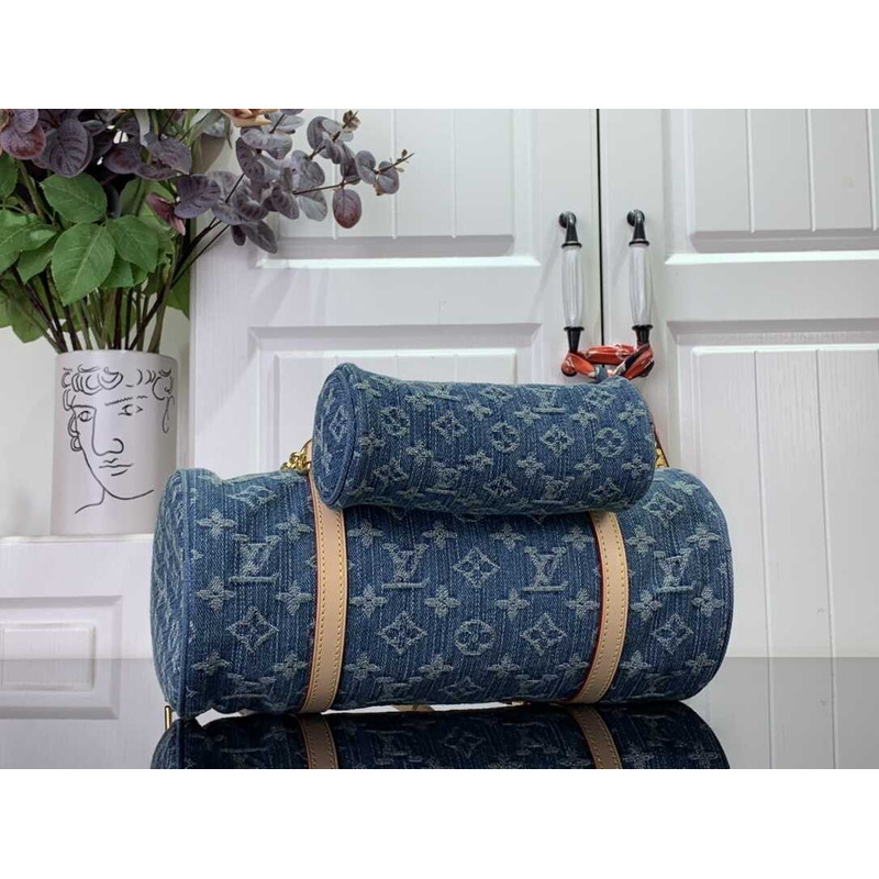 l**is V*t*n papillon handbag monogram denim blue