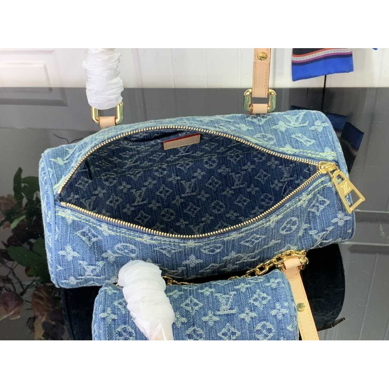 l**is V*t*n papillon handbag monogram denim blue
