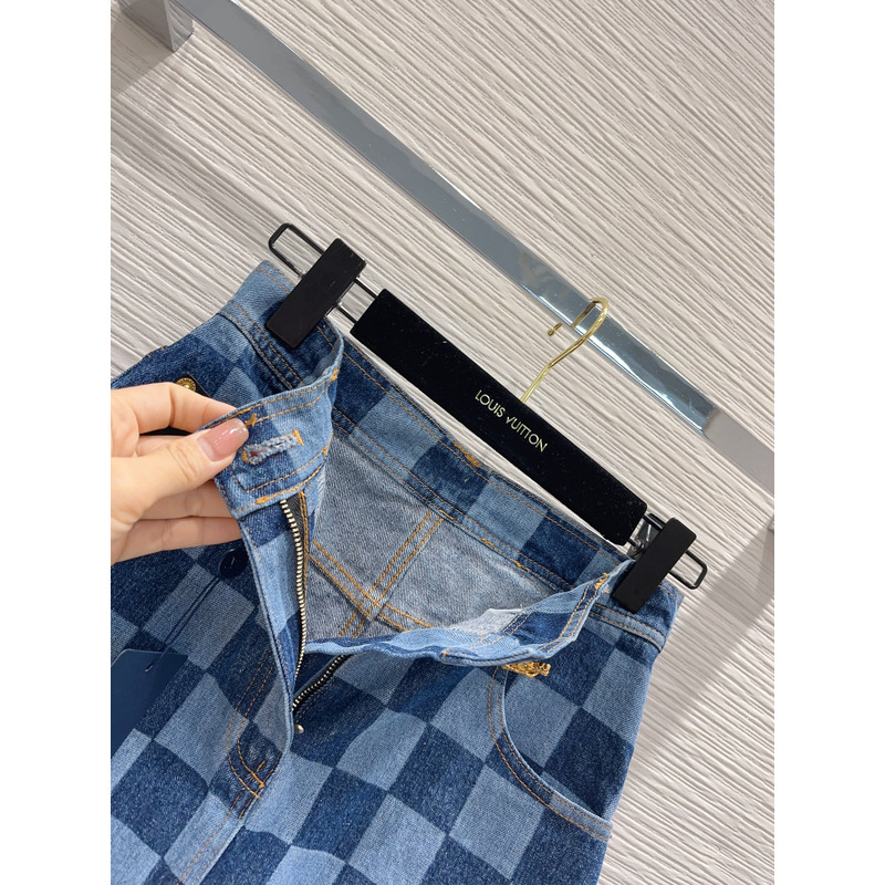 l**is V*t*n damier denim skirt blue