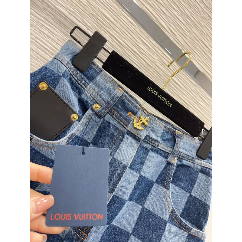 l**is V*t*n damier denim skirt blue