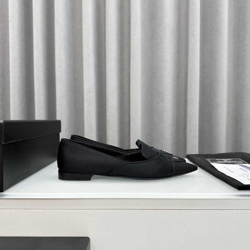 Ch*el loafers sheepskin black