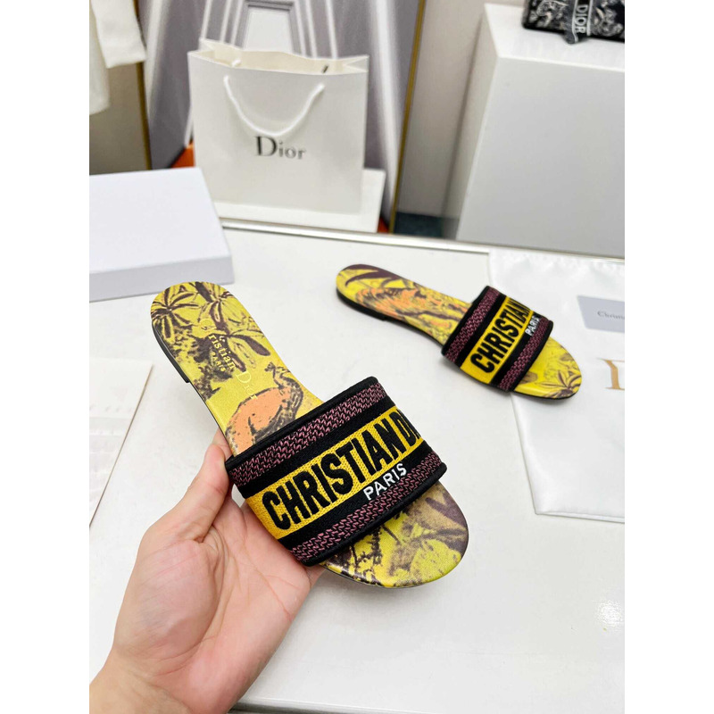 D*or dway slide multicolor embroidered cotton yellow