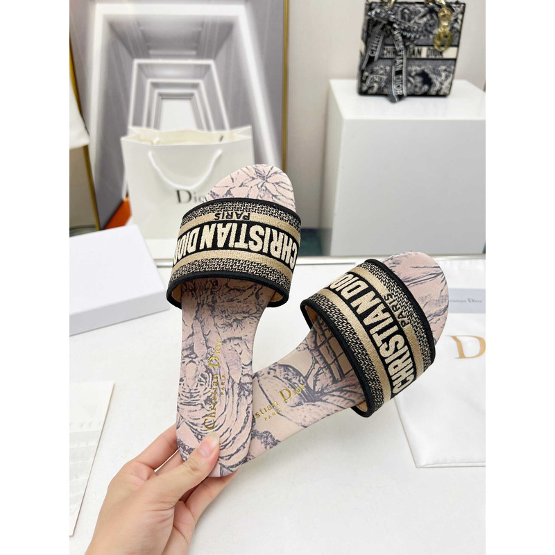 D*or dway slide multicolor embroidered cotton pink