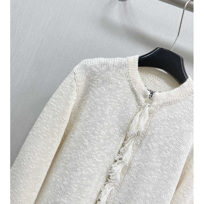 D*or embroidered jacket white wool, cotton and alpaca technical knit with pastel midnight blue butterfly around the world motif