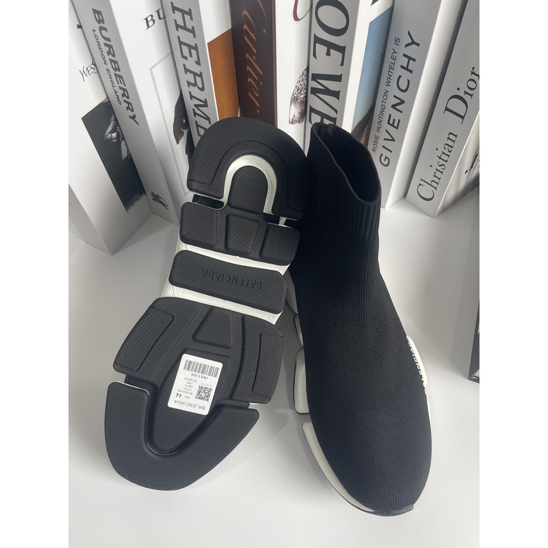 Ba*len*cia*ga black speed trainer sneaker with white textured sole