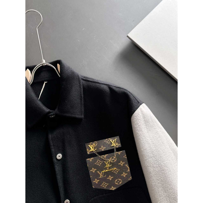 l**is V*t*n button-up jacket black and white