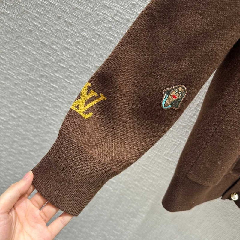 l**is V*t*n embroidered cotton cardigan henry taylor ebony