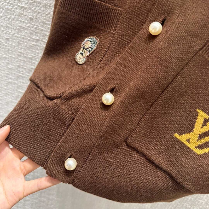 l**is V*t*n embroidered cotton cardigan henry taylor ebony