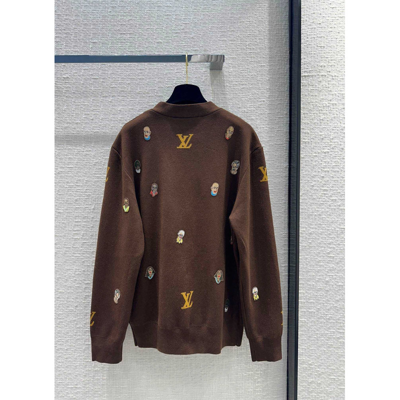 l**is V*t*n embroidered cotton cardigan henry taylor ebony