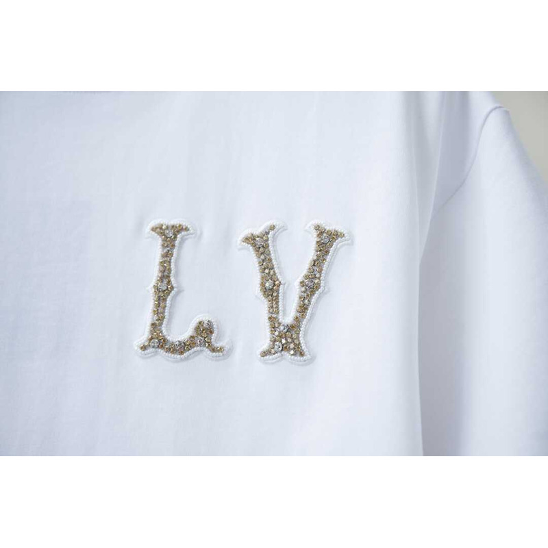 l**is V*t*n cotton pique t-shirt with embroidered lv patch white