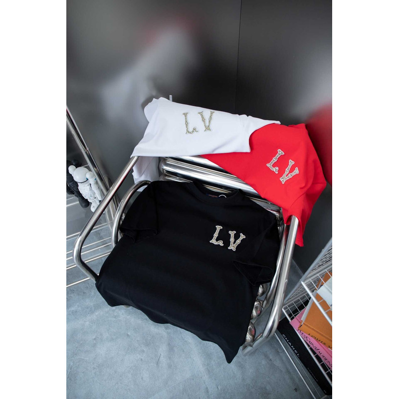 l**is V*t*n cotton pique t-shirt with embroidered lv patch black