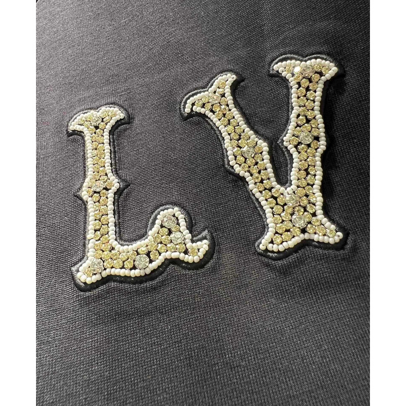 l**is V*t*n cotton pique t-shirt with embroidered lv patch black
