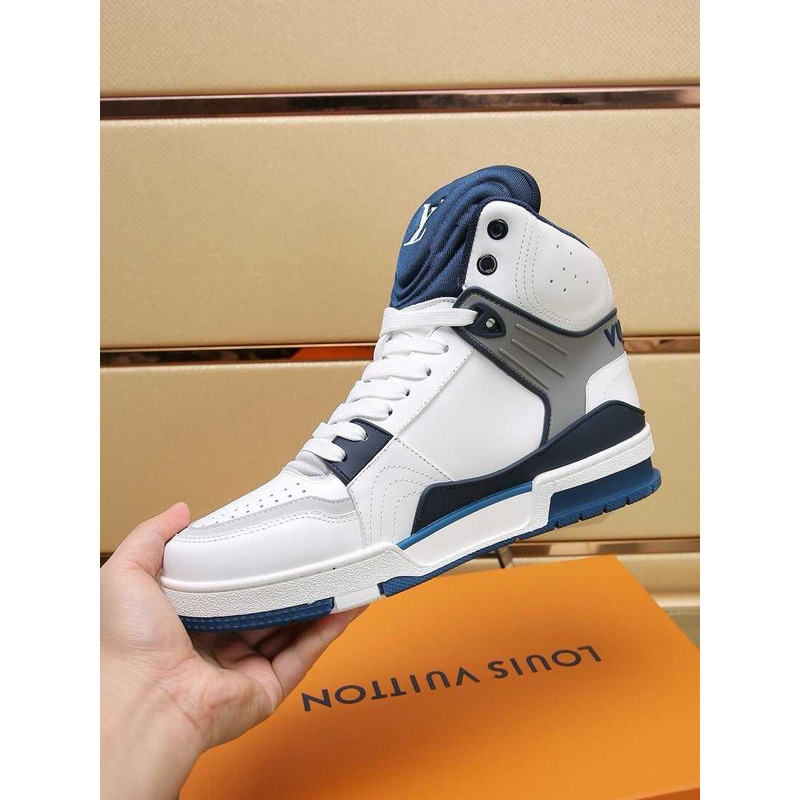 l**is V*t*n lv trainer sneaker boot calfskin white blue