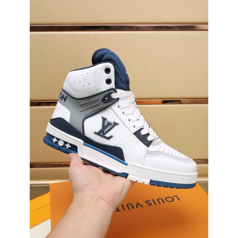 l**is V*t*n lv trainer sneaker boot calfskin white blue