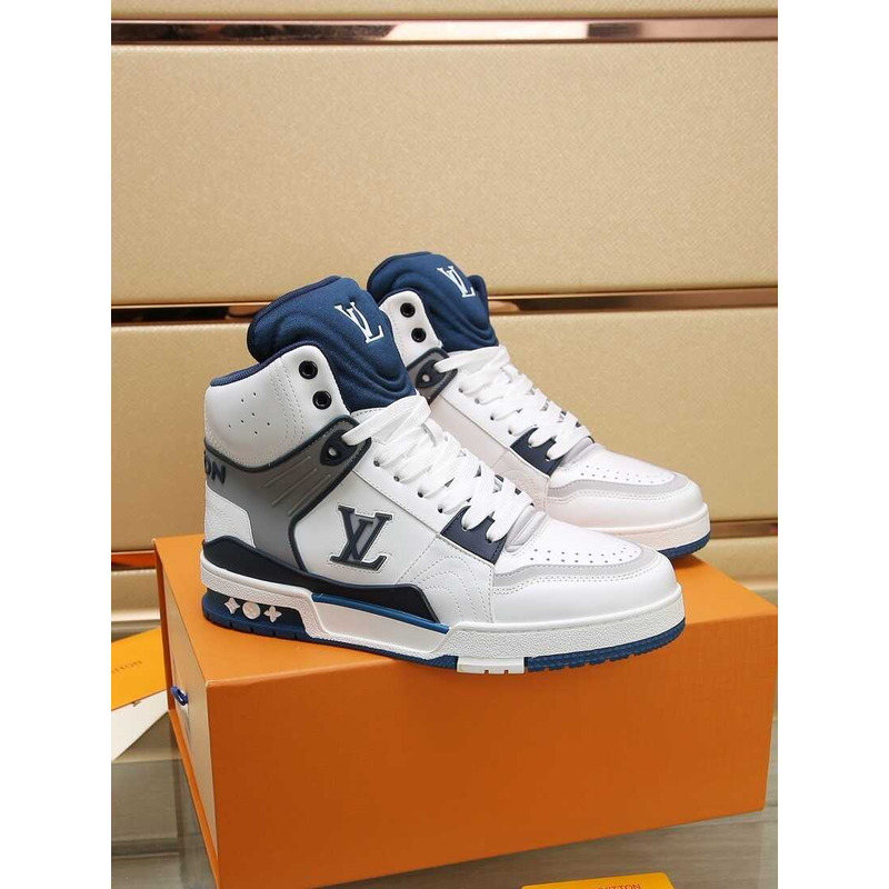l**is V*t*n lv trainer sneaker boot calfskin white blue