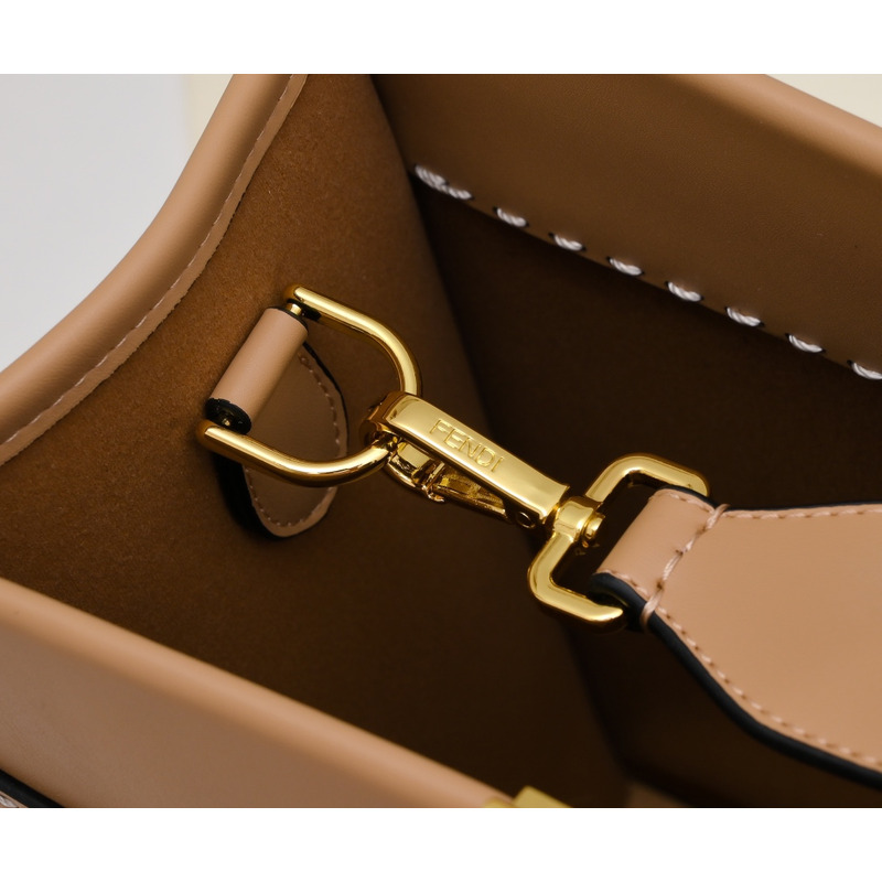 F**di sunshine medium tote bag light brown leather