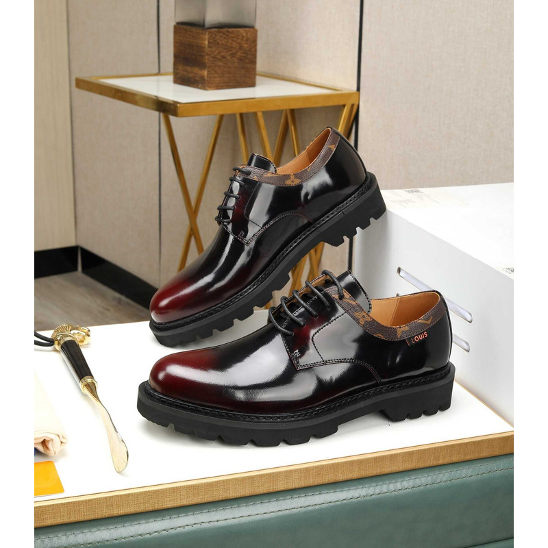 l**is V*t*n patent calf leather derby black and red