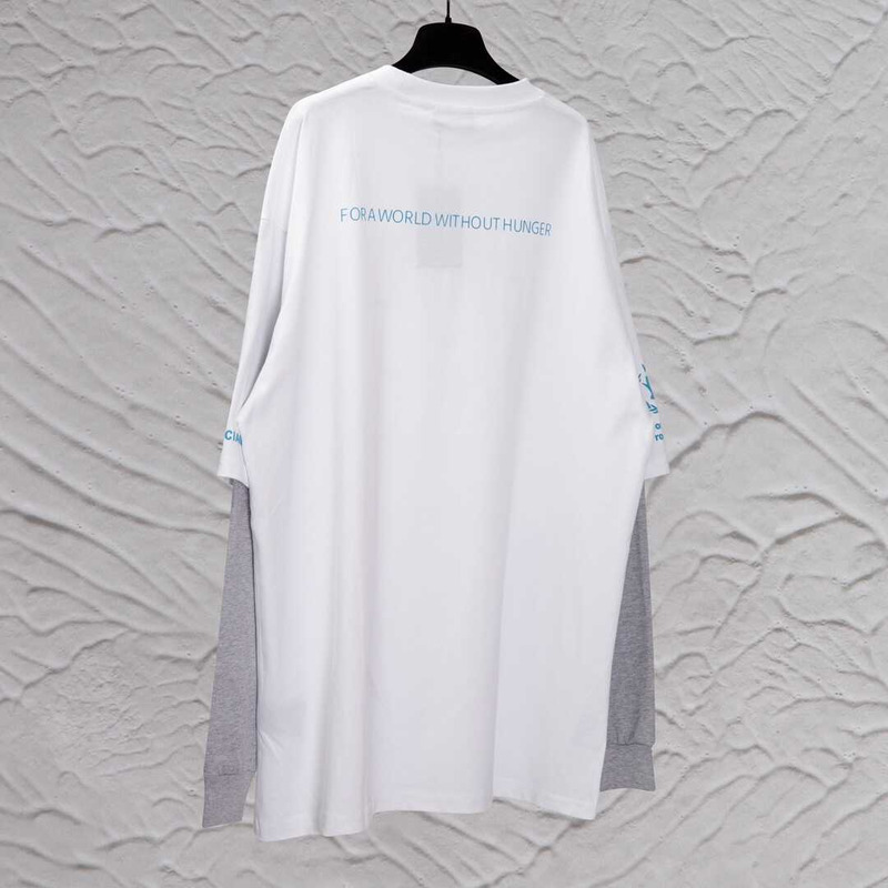 Ba*len*cia*ga wfp double sleeves t-shirt in white blue and grey