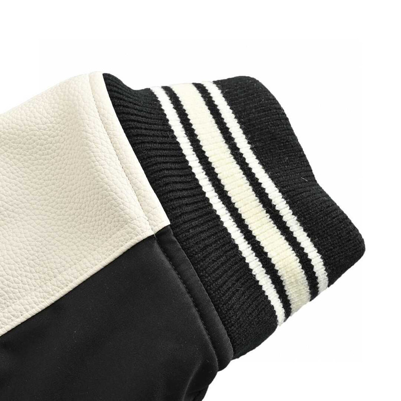 l**is V*t*n leather and nylon blouson jacket black and white