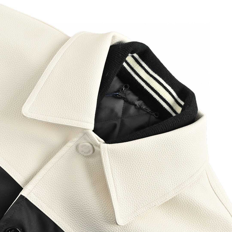 l**is V*t*n leather and nylon blouson jacket black and white