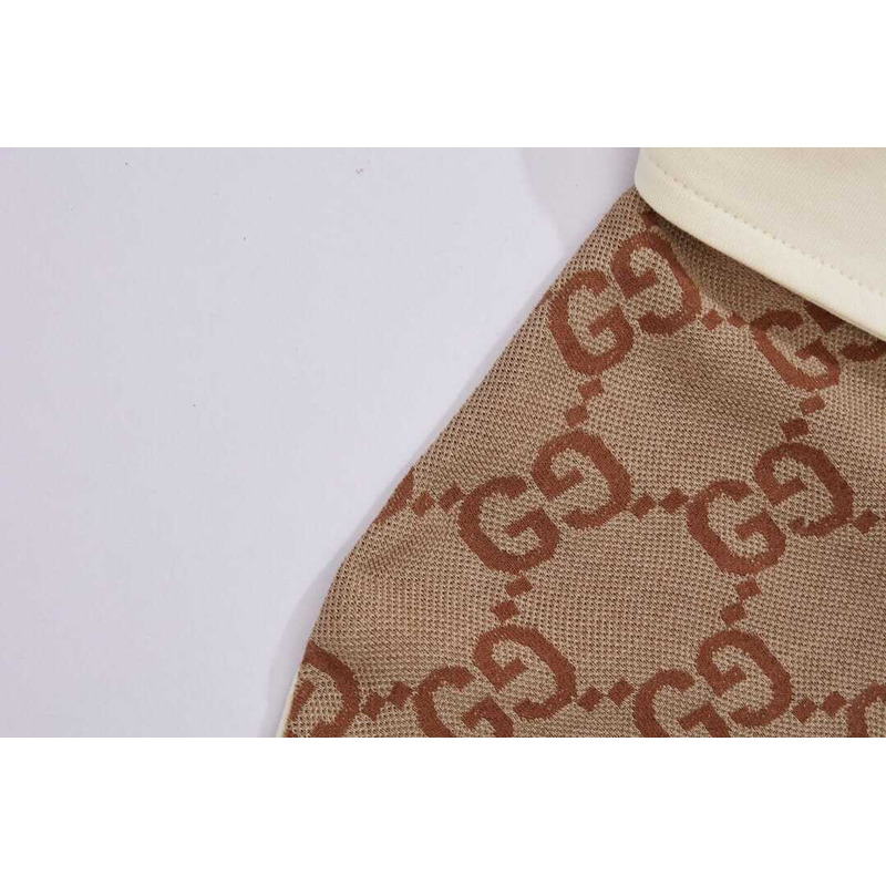 G*u*i jumbo gg cotton silk jacquard polo beige