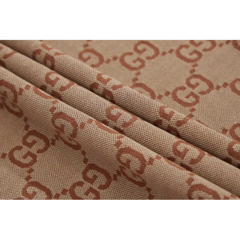 G*u*i jumbo gg cotton silk jacquard polo beige