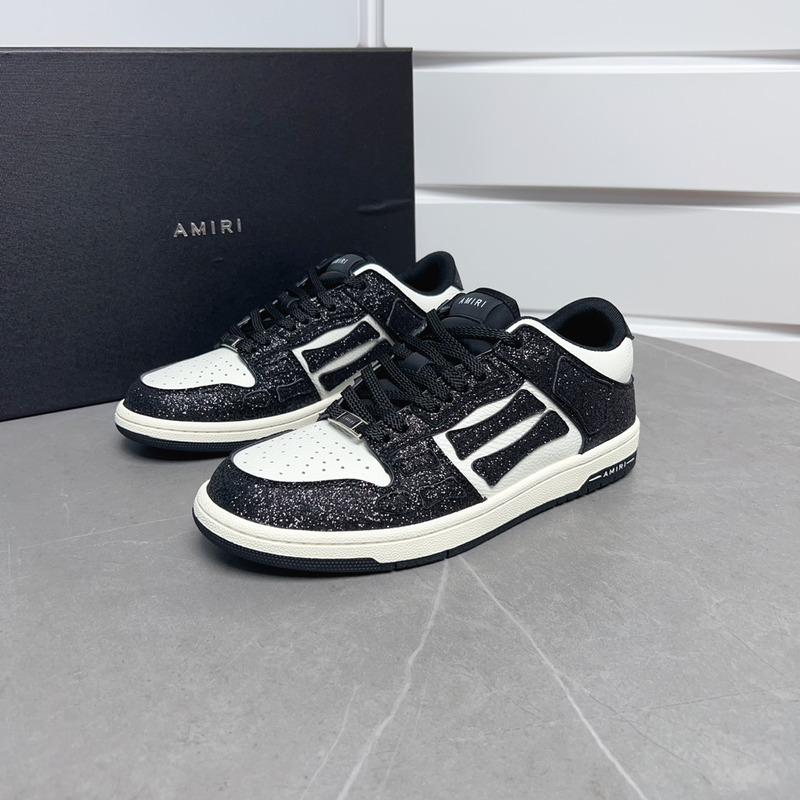 Amiri Skel Leather Low-Top Sneakers Black