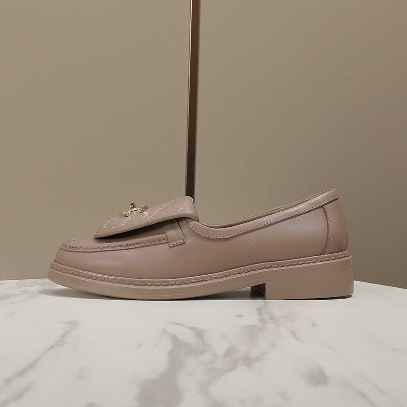 Ch*el lambskin moccasins loafers brown