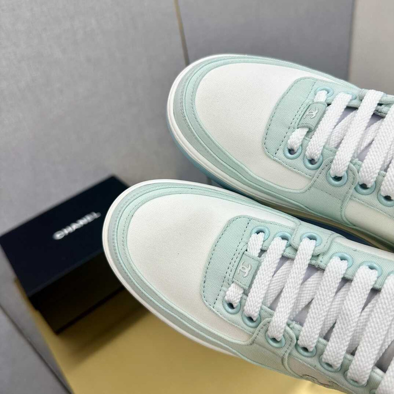 Ch*el trianers cotton low top light turquoise