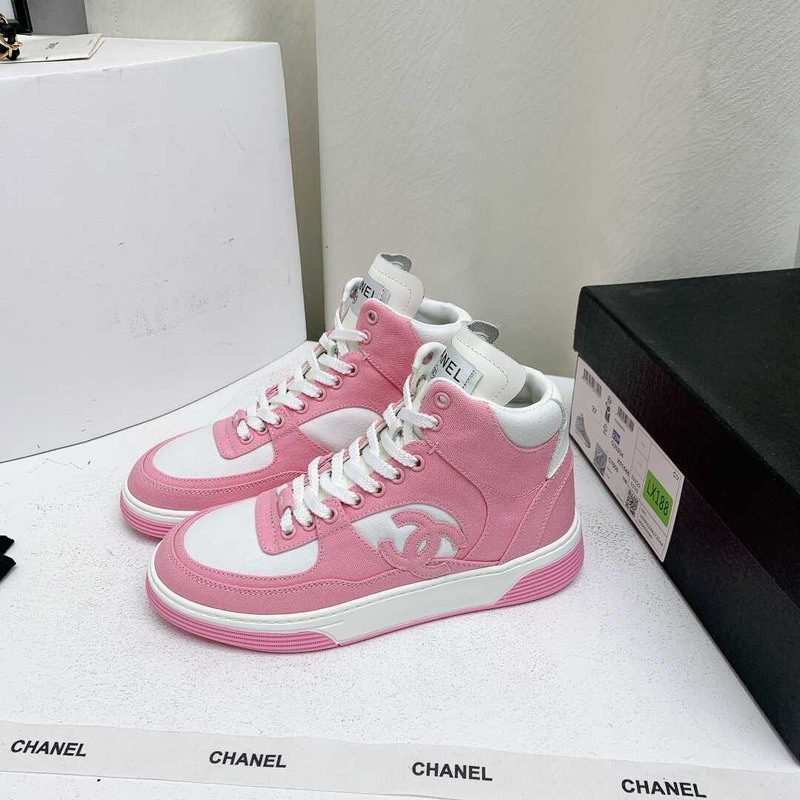 Ch*el trianers high top cotton pink