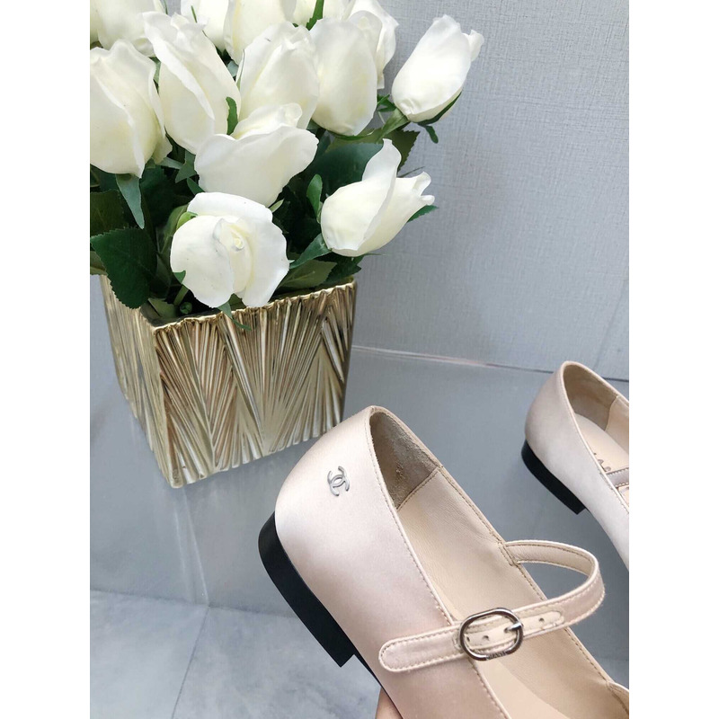 Ch*el mary janes satin & diamanté pink