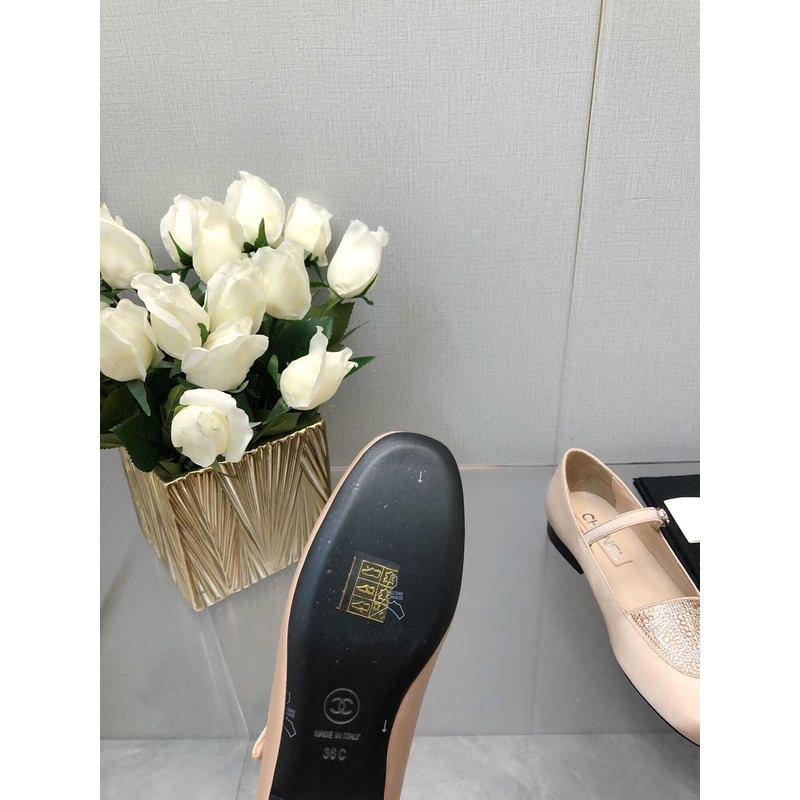 Ch*el mary janes satin & diamanté pink