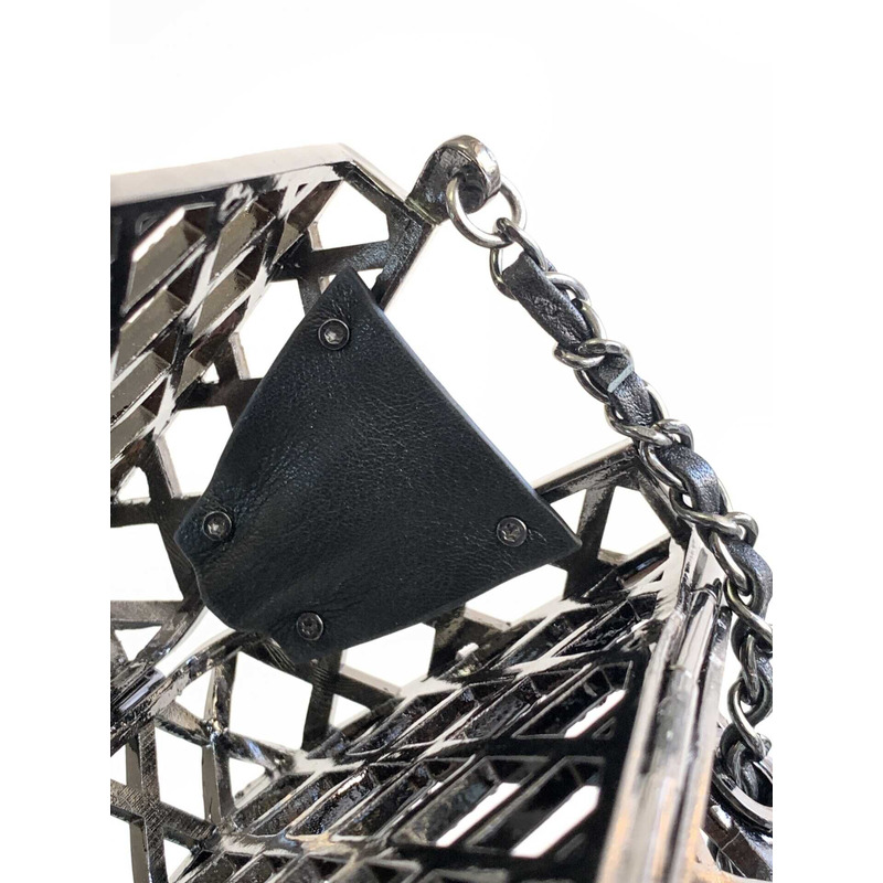 Ch*el mini evening bag strass & black metal black & multicolour