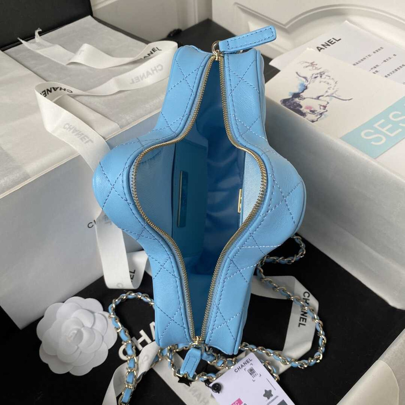 Ch*el star handbag lambskin blue