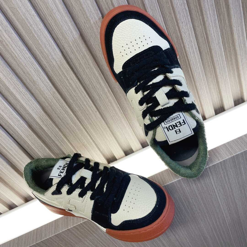 F**di match low top sneakers black white