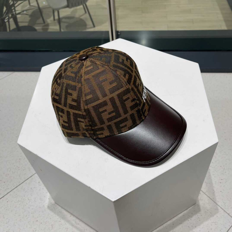 F**di ff motif jacquard denim baseball cap brown