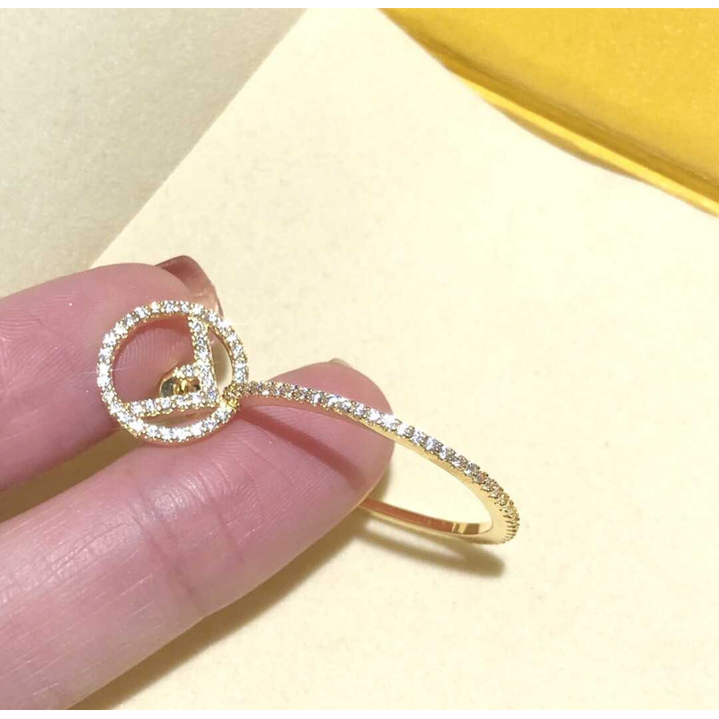 F**di crystal f hoop earrings gold