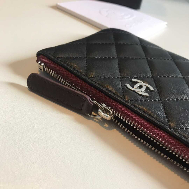 Ch*el lambskin wallet black