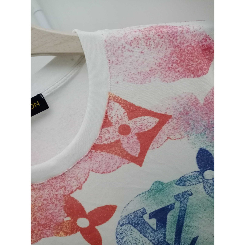 l**is V*t*n x virgil abloh watercolor monogram tee in white
