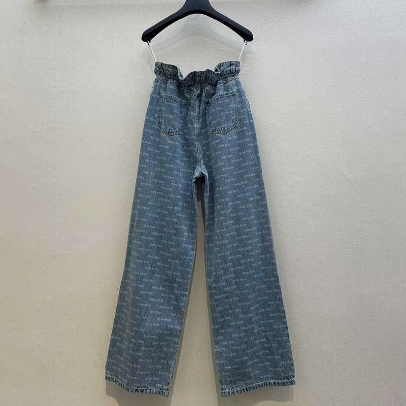 Miu Miu Corduroy Wide-Leg Pants Denim Blue