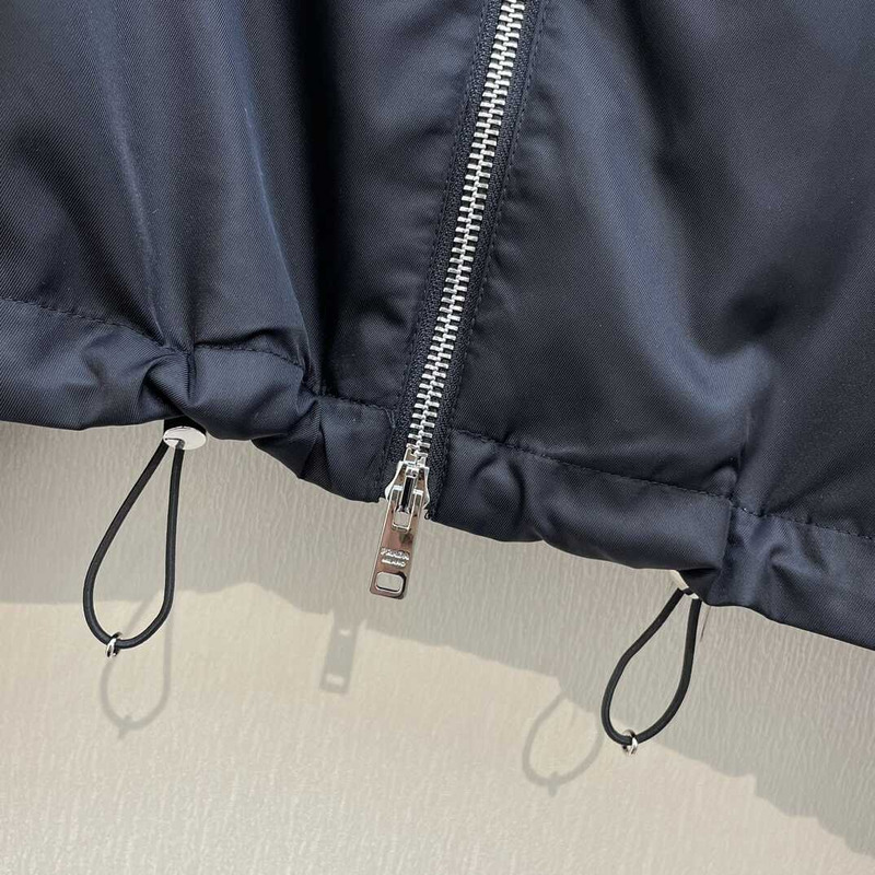 Pra*a re-nylon hooded track jacket black