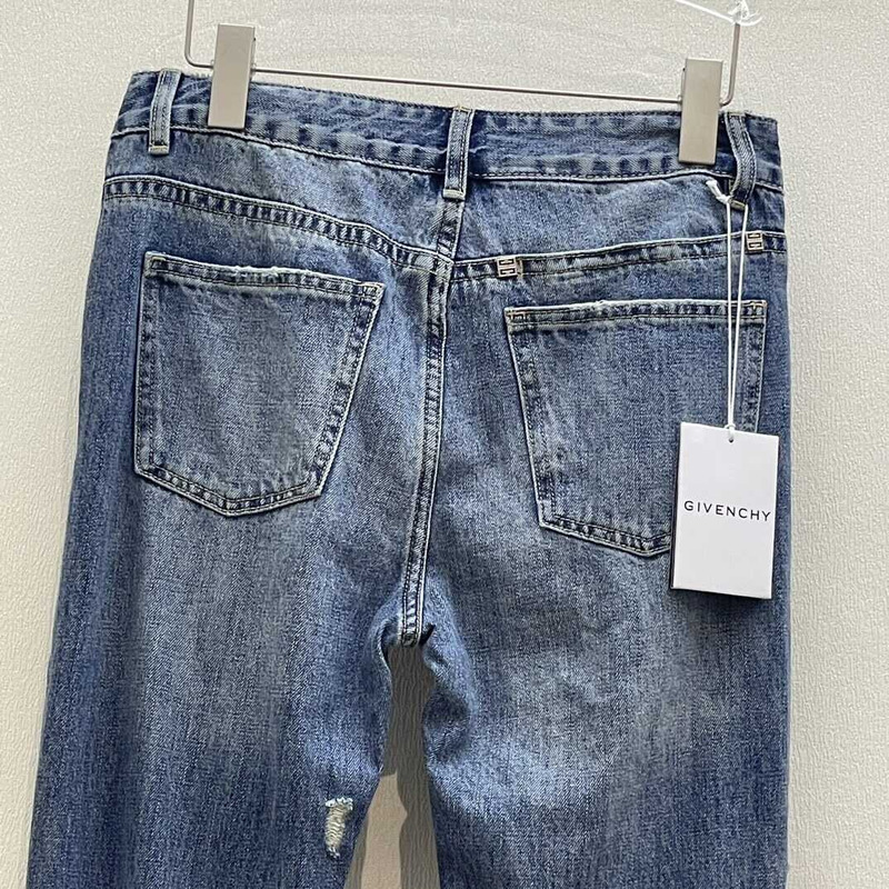 Givenchy Straight-Leg Distressed Jeans Blue