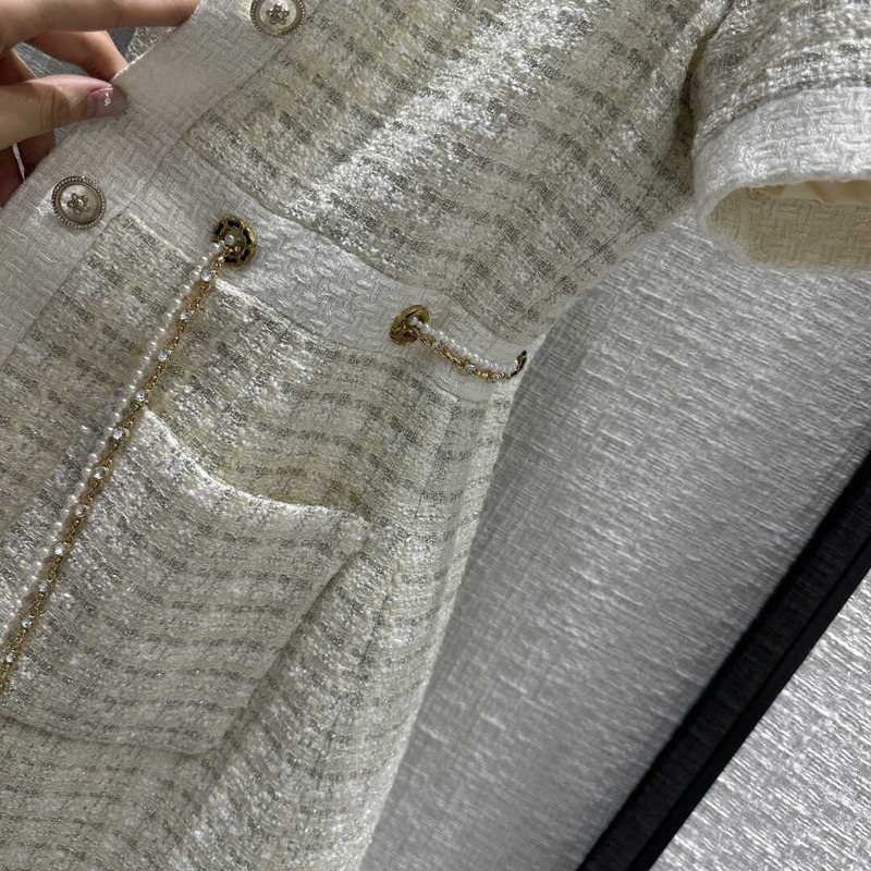 Ch*el tweed dress white