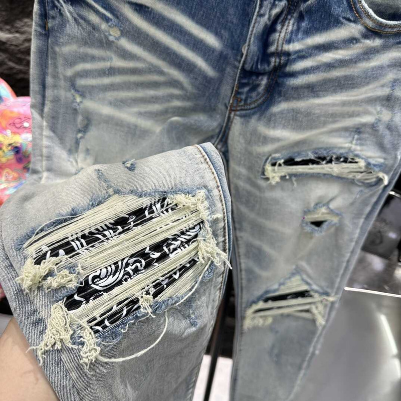 Amiri Distressed Skinny Jeans Blue