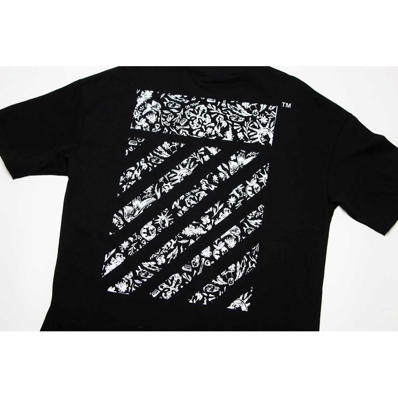 Off White Cotton T-Shirt Black