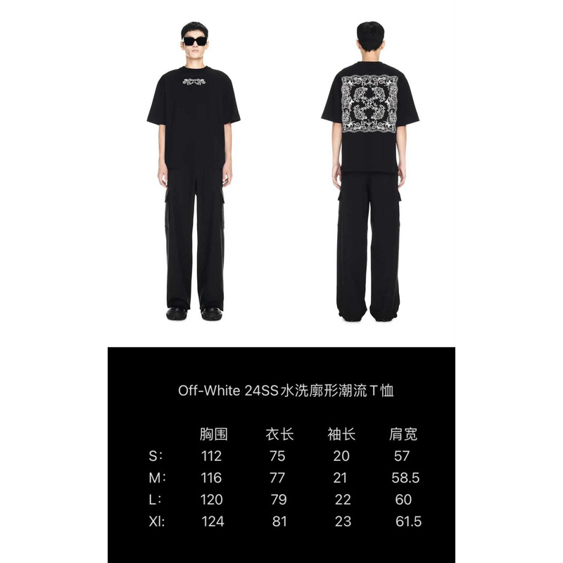 Off White Tattoo Print Arrow Loose T-Shirt Black